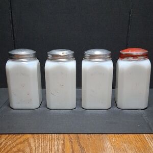 Vintage McKee Milk Glass Spice Jar Set of 4 - Retro Kitchen
